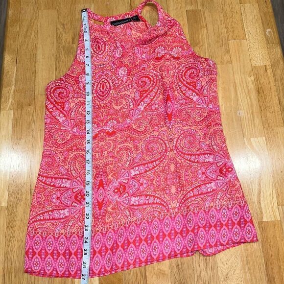 Cynthia Rowley Hot Pink Boho Paisley Y2K Halter Neck Chiffon Tank Top Womens M - Picture 7 of 9